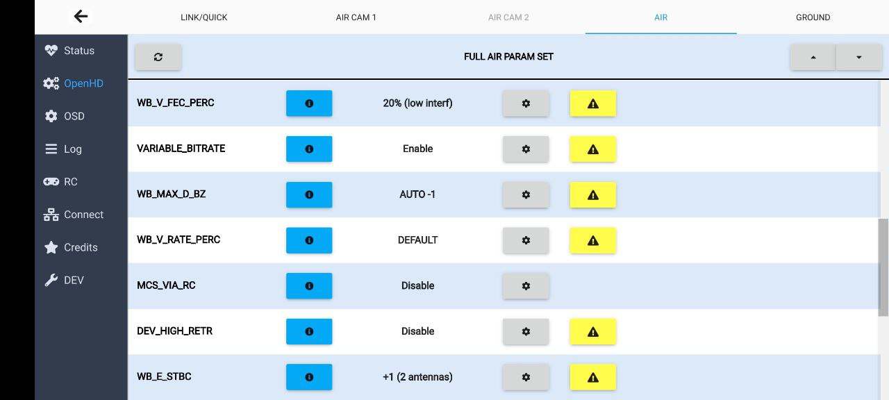MCS settings