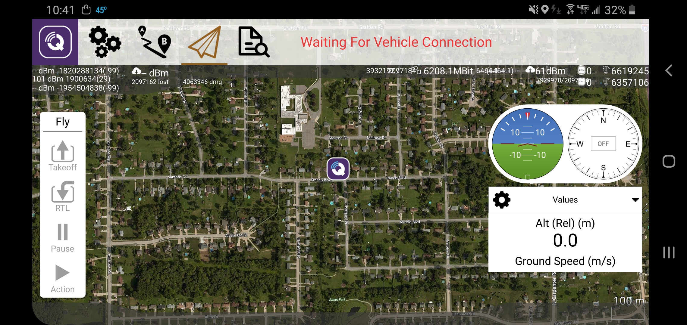 Modified QGC APP with Open.HD Up/Down RSSI and system data overlay