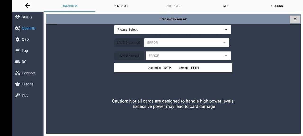 TX power menu
