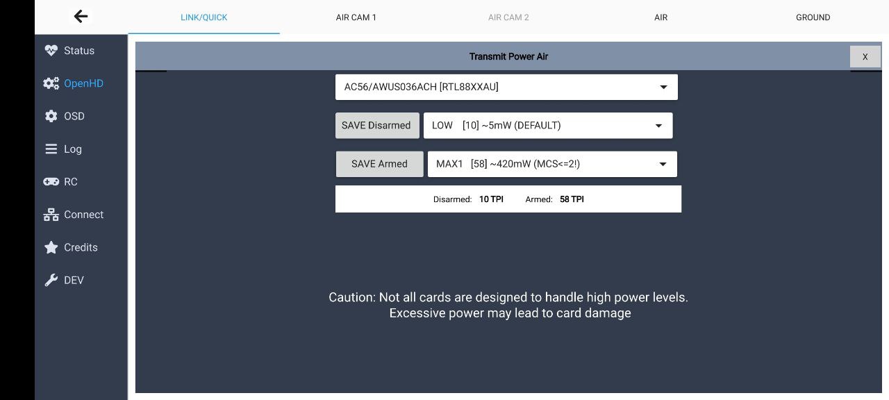 Example of settings
